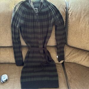 G Star Raw Womens Small Sweater Dress Green /black Plaid